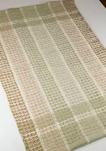 8/2 American Maid, Rigid Heddle Towel, White and Light Green Weft