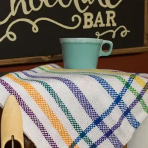 Basket weave towel, basketweave brights colorway