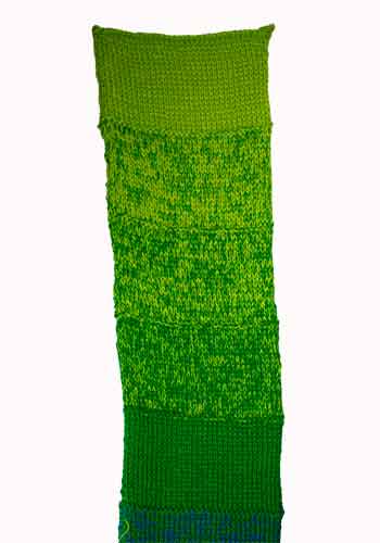 Knitted Sample, 4 strands 10/2 cotton, 10 Green to 10 Green Yellow