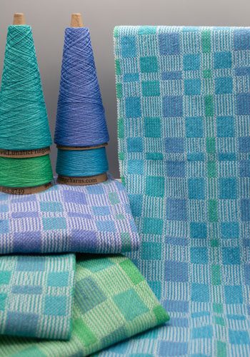 Shapes Tea Towel in Blue - Handwoven Kitchen Towels