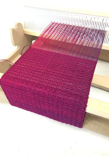 Purple Chameleon Scarf on the loom