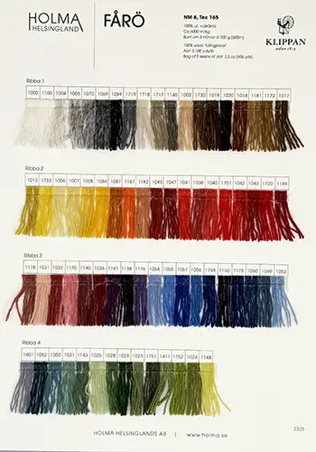 Faro Wool Yarn color card