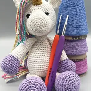 violet and crochet hooks